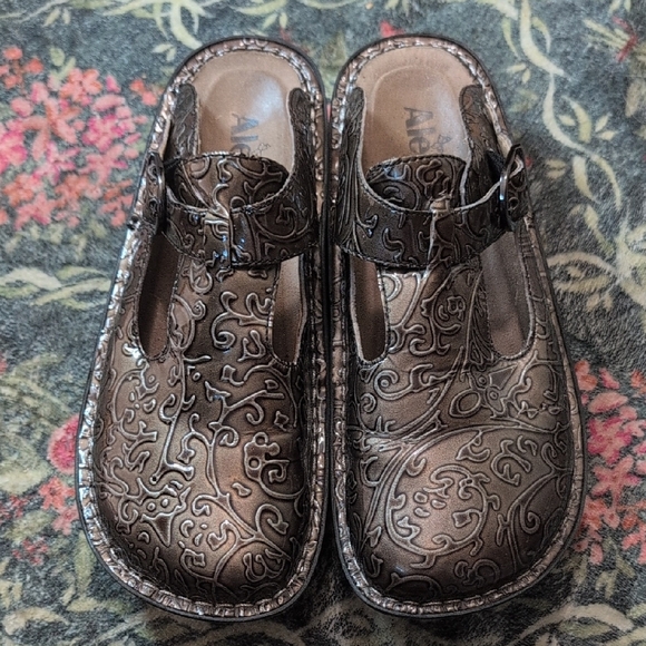 Alegria Shoes - Alegria Classic Mary Jane Patterned Embossed Clogs Slip On Leather 9